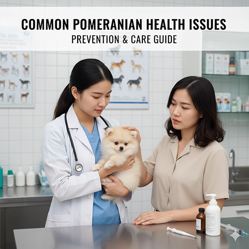 Bác sĩ thú y kiểm tra sức khỏe cho chó Phốc Sóc Pomeranian – minh họa bài viết bệnh thường gặp và cách phòng tránh.