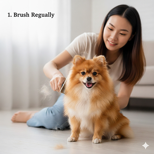 Chó Phốc Sóc được chải lông định kỳ giúp loại bỏ lông chết và giảm rụng lông