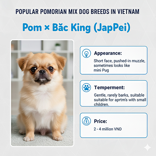 Chó Phốc Sóc lai Bắc Kinh (PomPei) mặt ngắn, mõm hếch, hiền và ít sủa