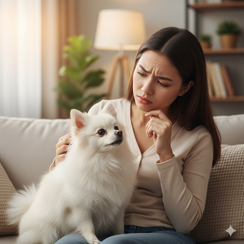 Chó Phốc Sóc Pomeranian sủa nhiều khiến chủ khó chịu – minh họa nguyên nhân và cách hạn chế hiệu quả.