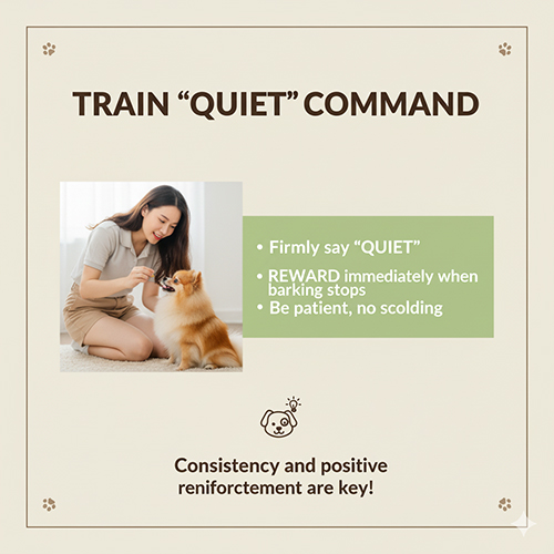 Huấn luyện chó Phốc Sóc với lệnh “Im/Quiet”: ra lệnh dứt khoát, thưởng ngay khi ngừng sủa, kiên trì và không quát mắng.