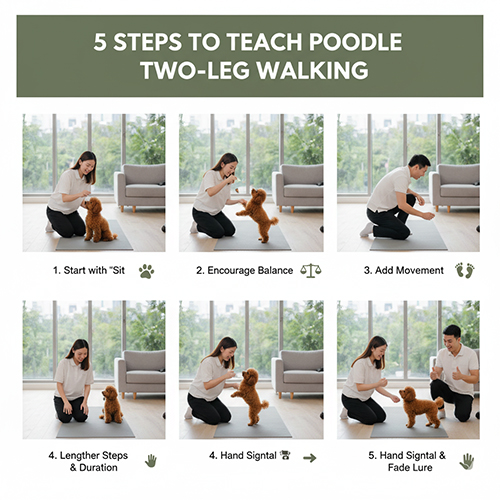 5 bước dạy chó Poodle đi bằng 2 chân chi tiết và an toàn