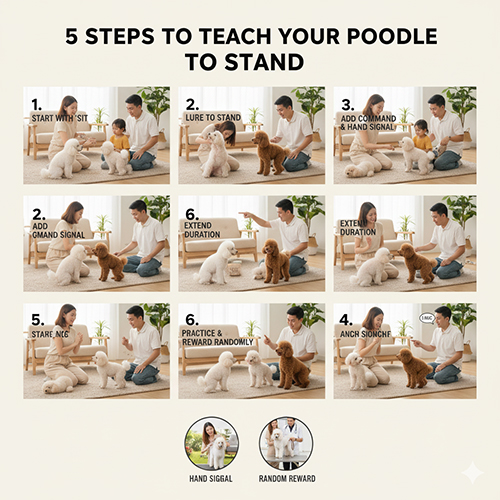 5 bước dạy chó Poodle đứng chi tiết và dễ áp dụng tại nhà