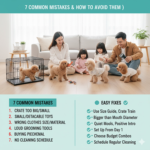 Gia đình chơi với nhiều chú Poodle và danh sách 7 sai lầm thường gặp khi chọn phụ kiện cho chó