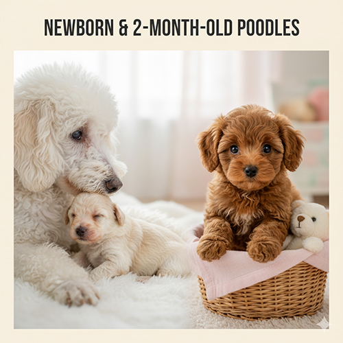 Ảnh Poodle con mới sinh và 2 tháng tuổi cực kỳ dễ thương