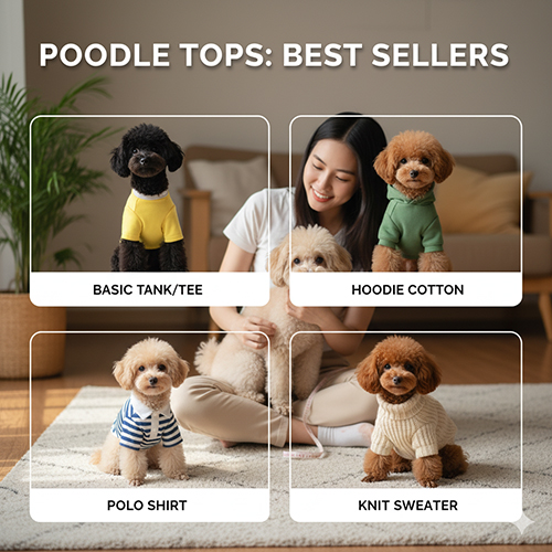 Các mẫu áo cho chó Poodle bán chạy: tank/tee basic, hoodie cotton, áo polo, sweater len