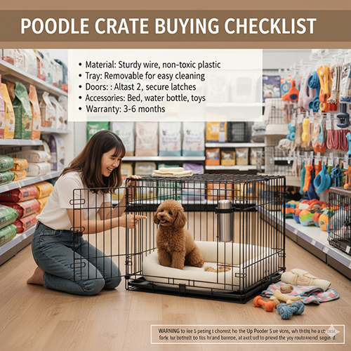 Checklist mua chuồng chó Poodle – kiểm tra chất liệu, khay lót, cửa mở, phụ kiện và bảo hành