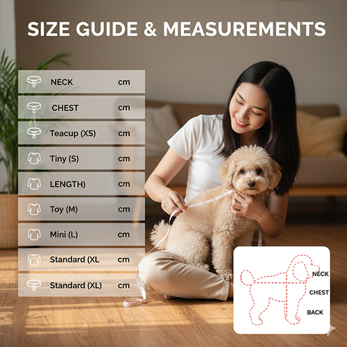 Hướng dẫn đo vòng cổ, vòng ngực, chiều dài lưng để chọn size quần áo cho chó Poodle