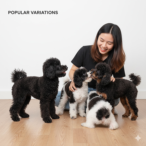 Các biến thể chó Poodle đen – đen thuần, đen trắng, đen lai