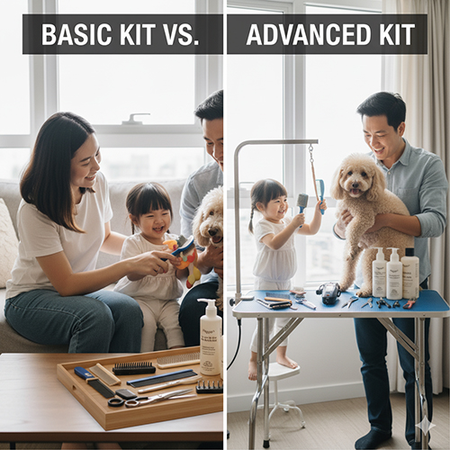 So sánh bộ dụng cụ grooming Poodle cơ bản cho người mới và bộ nâng cao cho người có kinh nghiệm