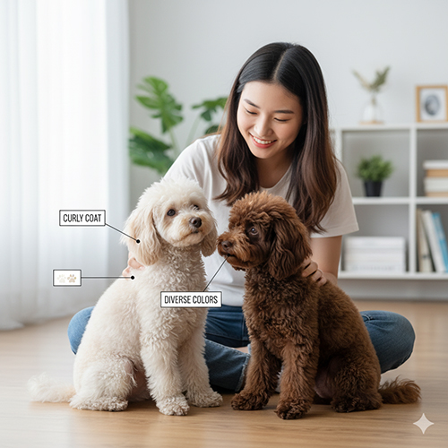 Bộ lông xoăn và màu sắc đa dạng của chó Poodle