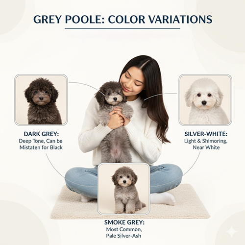 Các biến thể chó Poodle xám – xám khói, xám trắng, xám đen