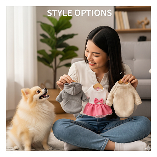 Các kiểu quần áo phổ biến cho chó Phốc sóc: hoodie, váy, áo len