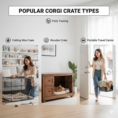 Các loại chuồng lồng cho chó Corgi: chuồng sắt gấp, chuồng gỗ, lồng di động