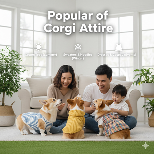 Các loại quần áo phổ biến cho chó Corgi – Áo cotton, áo len hoodie, váy và cosplay