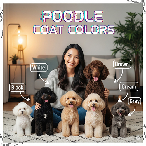 Các màu lông chó Poodle phổ biến – trắng, đen, nâu, kem, xám và màu hiếm