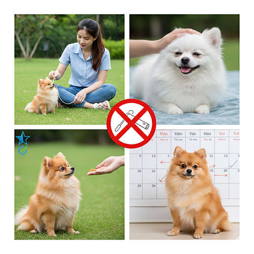 Các nguyên tắc huấn luyện chó Phốc Sóc: huấn luyện từ sớm, không dùng bạo lực, khen thưởng khi làm đúng, luyện tập thường xuyên.