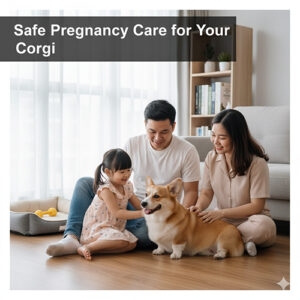 Gia đình chăm sóc chó Corgi mang thai tại nhà – hướng dẫn vận động, khám định kỳ và chuẩn bị ổ đẻ an toàn.