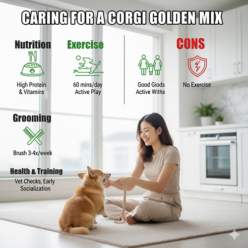 Cách chăm sóc chó Corgi lai Golden – dinh dưỡng, vận động, grooming & huấn luyện