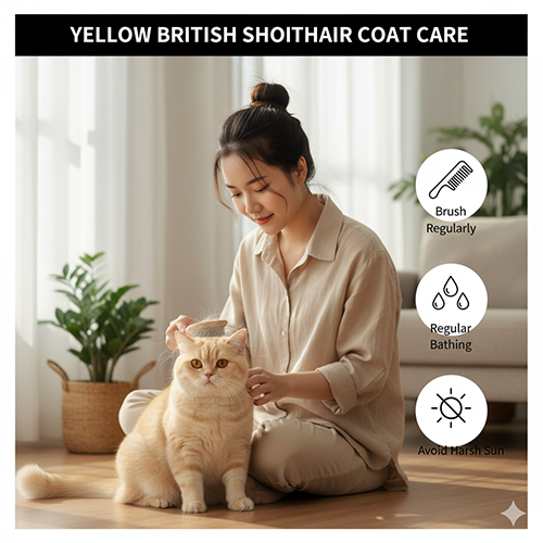Chủ nhân chải lông cho mèo Anh lông ngắn vàng (British Shorthair Yellow-Cream) tại nhà