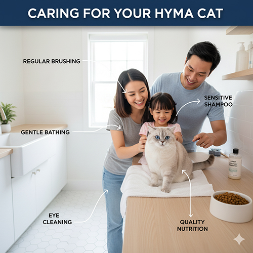 Cách chăm sóc mèo Anh lông ngắn Hyma để giữ màu lông point rõ đẹp