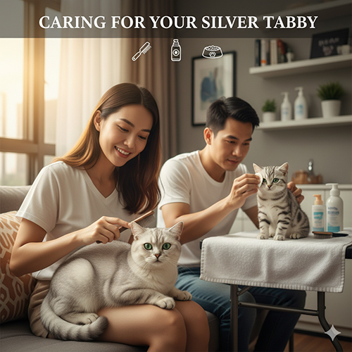 Cách chăm sóc mèo Anh lông ngắn silver tabby để giữ bộ lông bạc ánh kim đẹp mắt