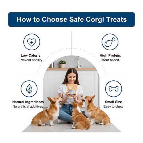 🛒 Cách chọn bánh thưởng an toàn cho chó Corgi – ít calo, giàu protein, tự nhiên, kích thước nhỏTitle: Cách chọn bánh thưởng an toàn cho Corgi