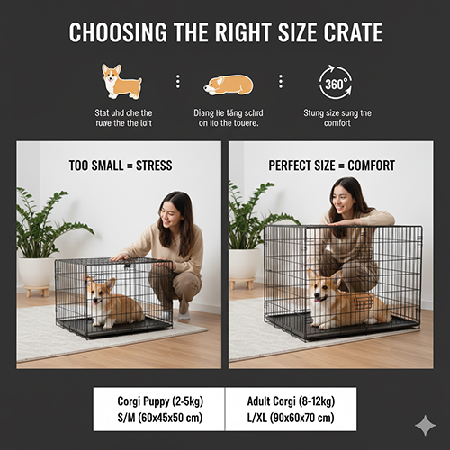 Hướng dẫn chọn kích thước chuồng phù hợp cho chó Corgi con và trưởng thành