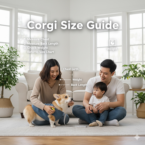 Cách chọn size quần áo cho chó Corgi – Hướng dẫn đo ngực, lưng và cân nặng