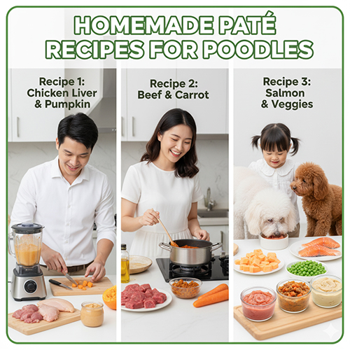 Cách làm pate cho chó Poodle tại nhà – công thức gan gà bí đỏ, thịt bò cà rốt, cá hồi rau củ