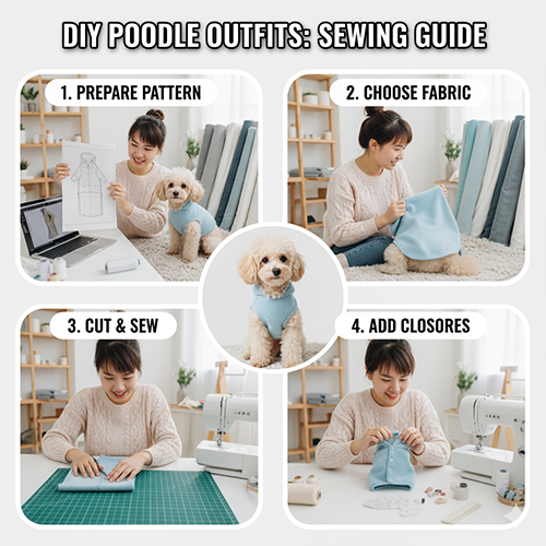 Hướng dẫn may quần áo cho chó Poodle tại nhà – các bước chuẩn bị rập, chọn vải, cắt may và hoàn thiện