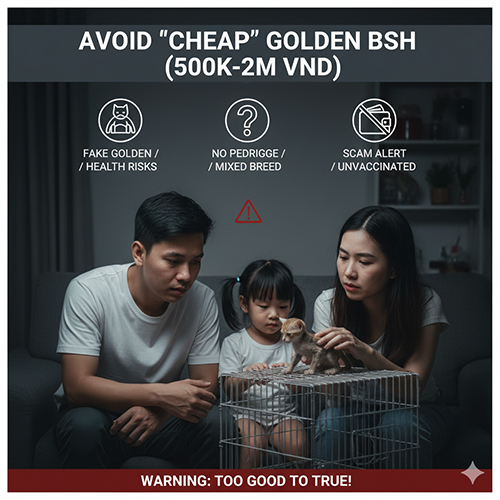 Cảnh báo mèo Anh lông ngắn golden giá rẻ 500k – 2 triệu, nguy cơ lai tạp và bệnh tật