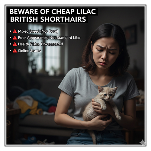 Cảnh báo mèo Anh lông ngắn lilac giá rẻ – nguy cơ lai tạp, bệnh tật, lừa đảo online