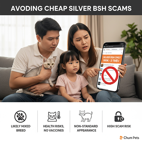 Cảnh báo rủi ro khi mua mèo Anh lông ngắn silver giá rẻ 500k – 2 triệu