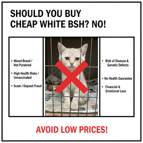 Cảnh báo mèo Anh lông ngắn trắng giá rẻ 500k – 2 triệu