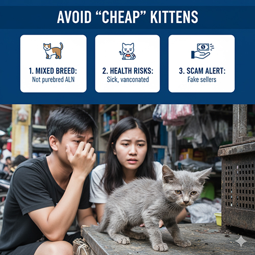 Cảnh báo khi mua mèo Anh lông ngắn xám xanh giá rẻ