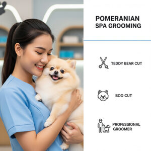 Cắt tỉa lông chó Phốc Sóc tại spa với Teddy Bear Cut, Boo Cut bởi groomer chuyên nghiệp