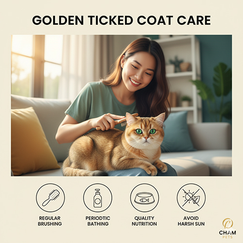 Mèo Anh lông ngắn Golden Ticked (ny25) được chải lông chăm sóc để giữ bộ lông vàng ticked óng ánh