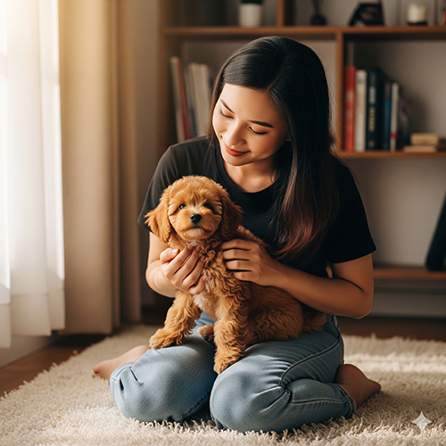 Chăm sóc lông chó Poodle con – lông mềm mượt, chưa xoăn nhiều, cần chải nhẹ nhàng bằng lược mềm
