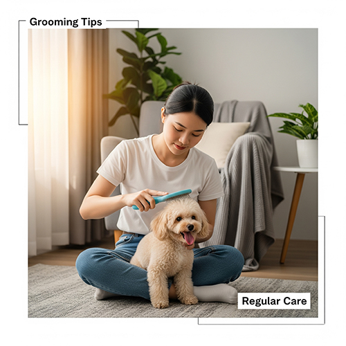 Chăm sóc lông và vệ sinh cho Teacup Poodle – chải lông, cắt tỉa, tắm rửa định kỳ