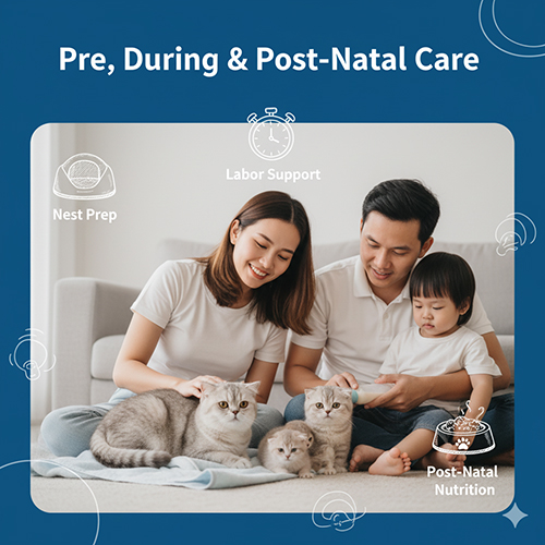 Hướng dẫn chăm sóc mèo Anh lông ngắn trước, trong và sau sinh để mèo mẹ sinh nở an toàn và nuôi con khỏe mạnh