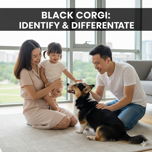 Chó Corgi màu đen bên gia đình, hướng dẫn cách nhận biết và phân biệt 🖤