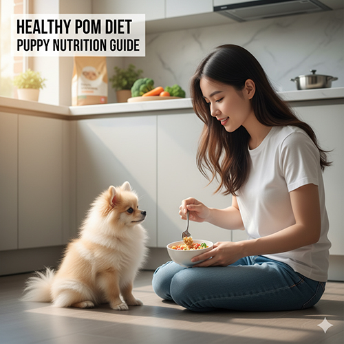 Chó Phốc Sóc con ăn gì để khỏe mạnh – Hướng dẫn dinh dưỡng cho Pom 2–4 tháng tuổi