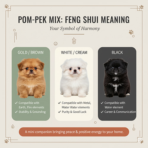 Ý nghĩa phong thủy chó Phốc Sóc lai Bắc Kinh – Pom Pek Mix màu vàng, trắng, đen