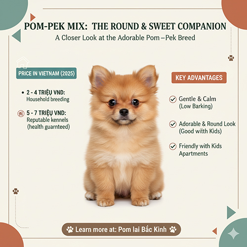 Pom lai Bắc Kinh – chó Phốc Sóc lai Pekingese, hiền lành, tròn trịa, giá 2–7 triệu tại Việt Nam