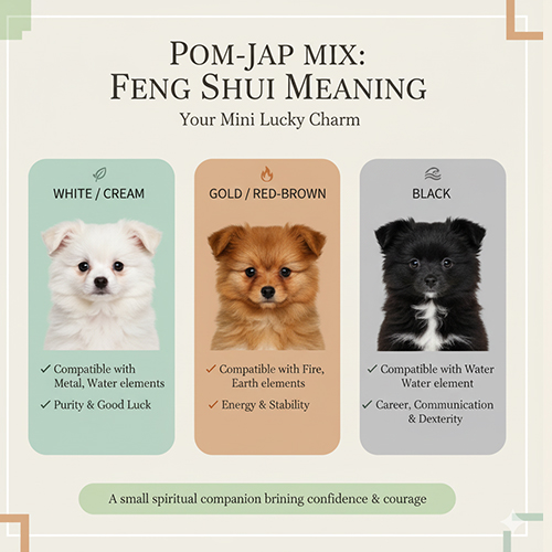 Ý nghĩa phong thủy chó Phốc Sóc lai Nhật – Pom Jap Mix màu trắng, vàng, đen