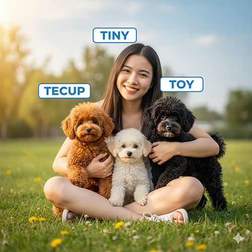 Chó Poodle nhỏ – nhóm Poodle bé nhất gồm Teacup, Tiny và Toy, dễ thương và phổ biến tại Việt Nam