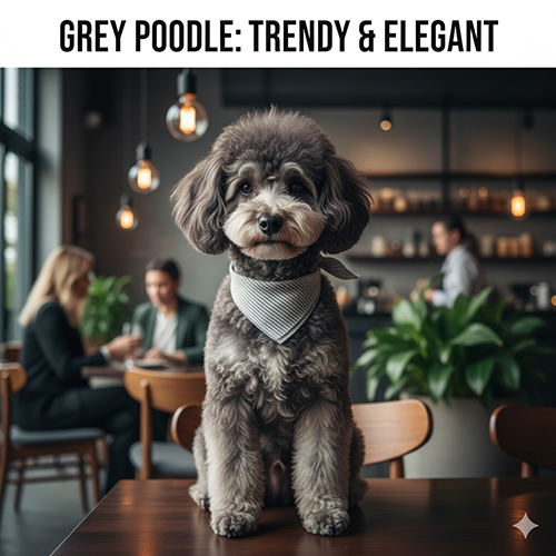 Hình ảnh chó Poodle xám thời thượng và quý phái