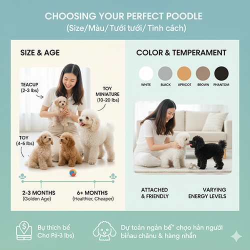 Cách chọn Poodle theo nhu cầu – size, màu sắc, độ tuổi và tính cách phù hợp gia đình