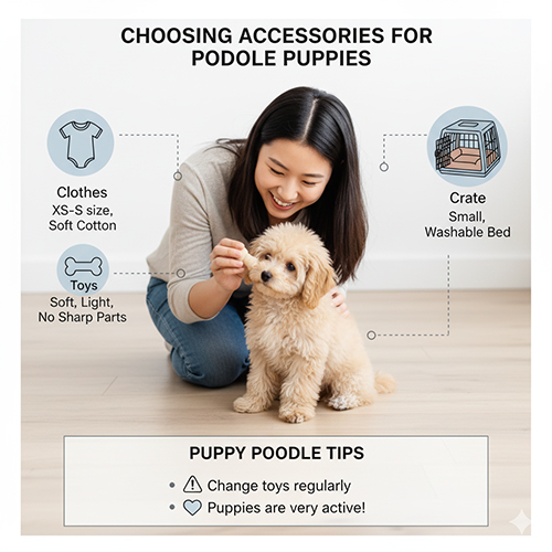 Cách chọn phụ kiện cho chó Poodle con – quần áo cotton mềm, đồ chơi nhẹ an toàn, chuồng nhỏ gọn